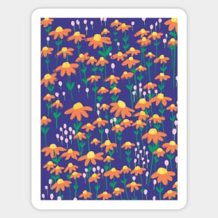 Spring Flowers on Indigo Sticker